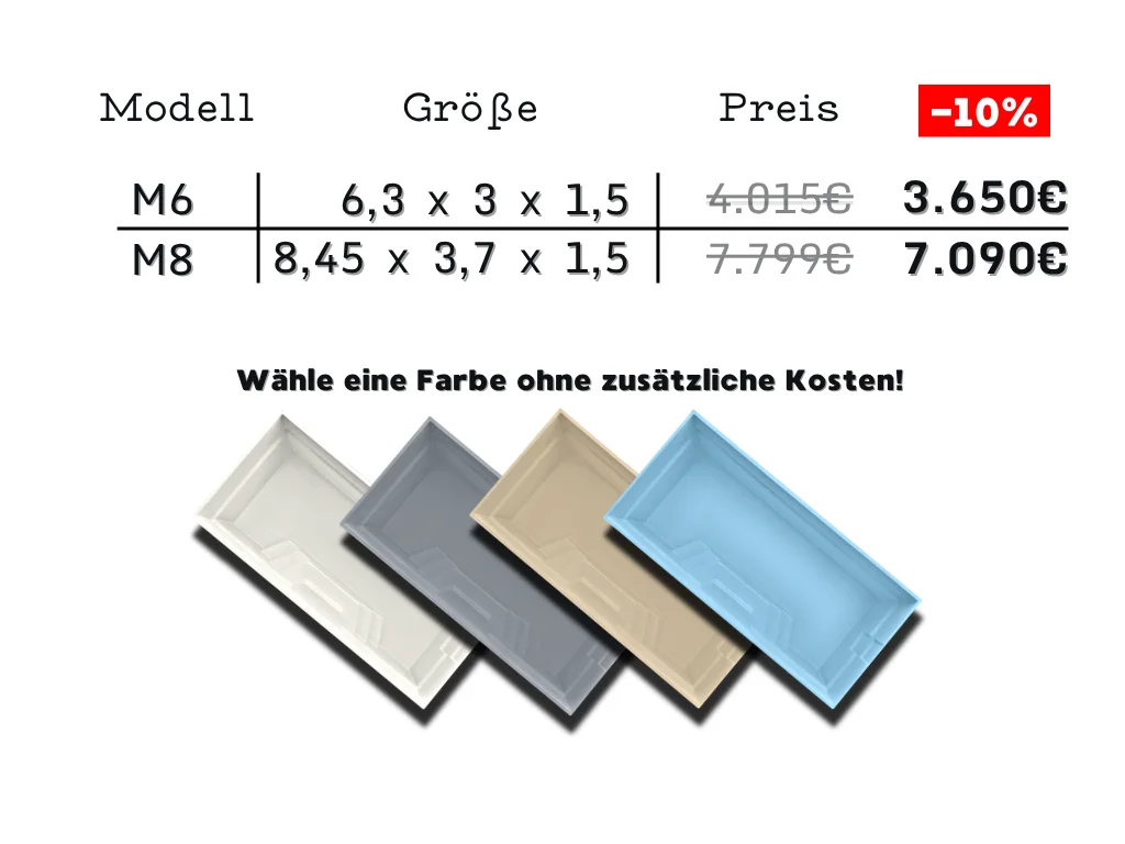 GFK-Pool Modell Midnight mit Preisen, Größen und Farbauswahl