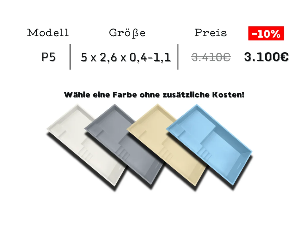 GFK-Pool Modell Phoebus mit Preis, Größe und Farbauswahl