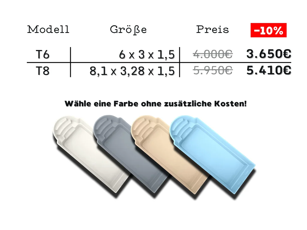 GFK-Pool Modell Twilight mit Preisen, Größen und Farbauswahl